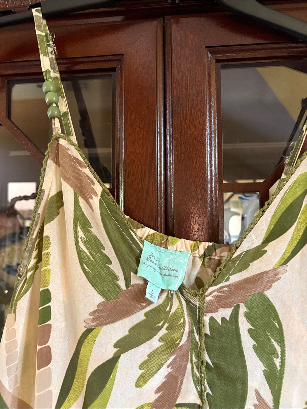 Green Palm-Print Slip Dress - Picture 2 of 3